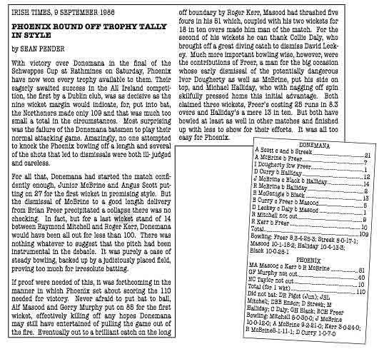 1986 Irish Cup Final report