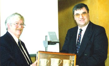 Dermott Monteith hands over the ICU Presidency to Roy Torrens (Photo: P Boylan)