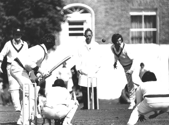 Bowling against Australia at Rathmines in 1977