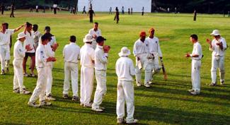 The Irish applaud the last Dutch batsmen off the field