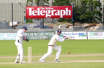 Joe Scuderi batting at Bangor for Italy against ECB England at the 2002 European Championship