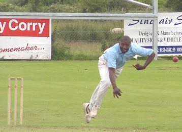 French off spinner Guy Brumant bowling against Israel in the 2002 European Championships in Northern Ireland