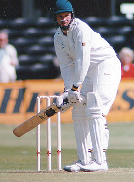 Stephen Warke batting against Leicestershire 1994