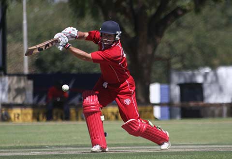 Freddie Klokker batting against Namibia in the 2007 World Cricket League 2 match in Windhoek