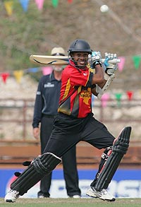 Colin Amini batting for PNG against South Africa (Photo: ICC)