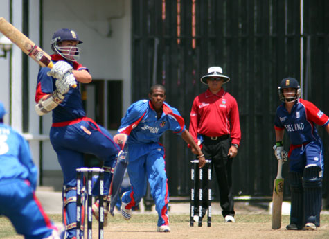 Godleman of England pulls the ball to fine leg against Bermuda (Photo: CricketEurope)