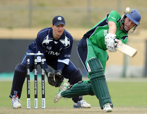 Ireland v Scotland: Eoin Morgan hits a six