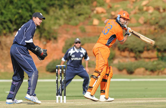 Bas Zuiderent batting for The Netherlands against Scotland