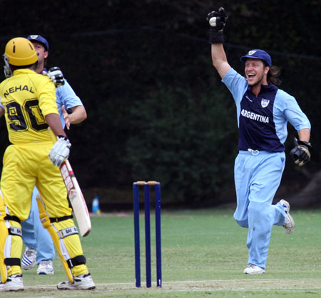 Ferguson keeping wicket against Uganda in 2009