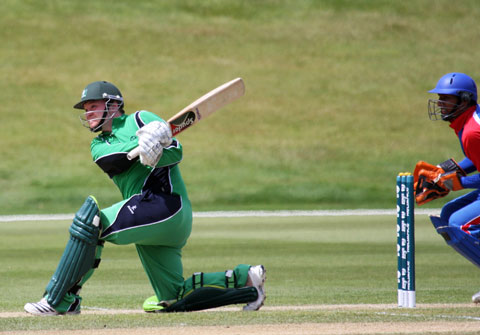 Ireland v USA: a boundary from Paul Stirling (© CricketEurope)