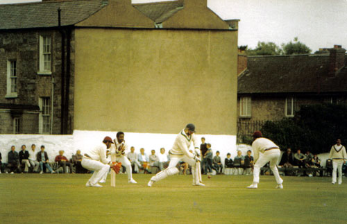 Ireland v West Indies - Michael Halliday batting (Deryck Vincent)