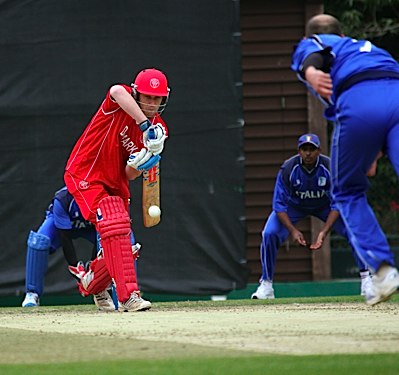 Michael Pedersen batting against Italy in the 2011 WCL 3 match in Hong Kong