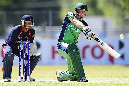 Ireland v Nepal: Sctott Campbell on the attack (© ICC)