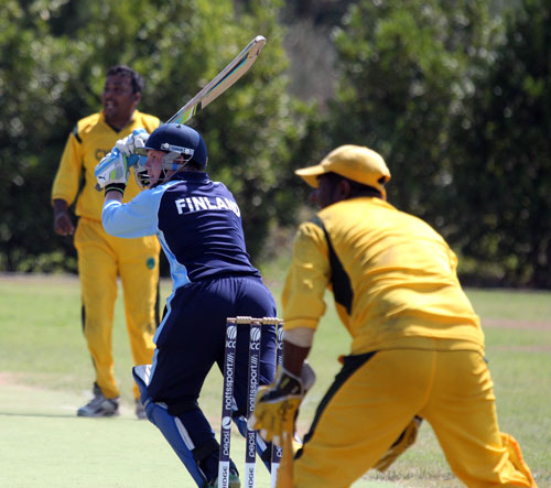 Finland v Cyprus 2012: Michael Shaw hits into the deep