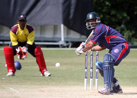 Wasim Bhatti batting against Belgium in the 2013 European Championship