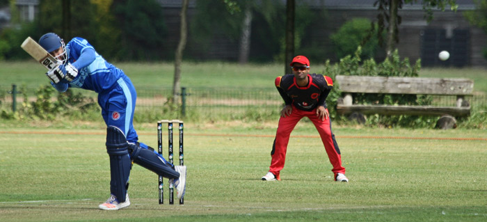 Usman Shahid batting against Germany in the 2017 European Championship