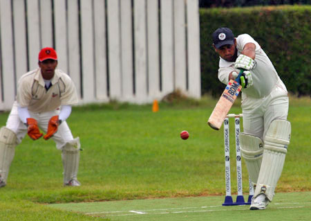 Waqas Khawaja batting for Switzerland against Austria in 2009