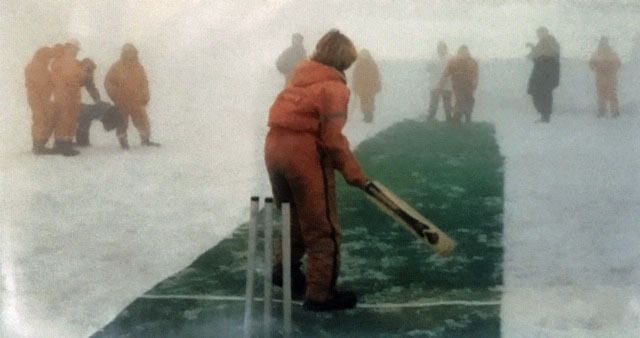 The Effigies CC touring team playing on on Langjokull glacier in 2003