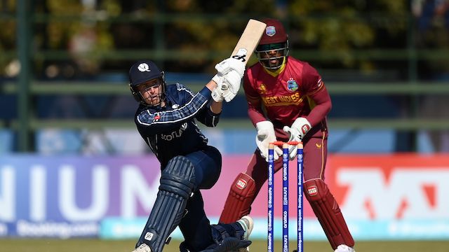 Brandon McMullen plays a shot during his innings of 69