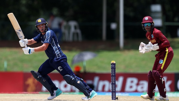 Alec Price batting during Scotland's innings