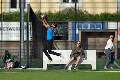 Estonia's Arslan Amjad attempts a catch