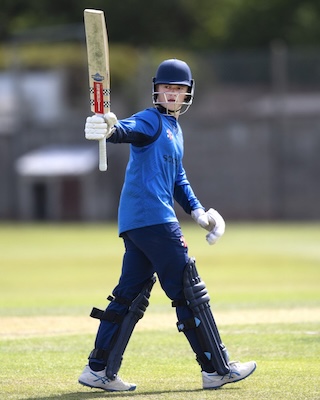 Ollie Pillinger celebrates his fifty