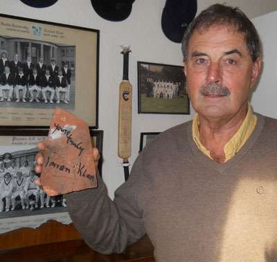 Mike Halliday with the signed tile