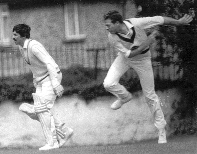 Bowling against Wales in 1982