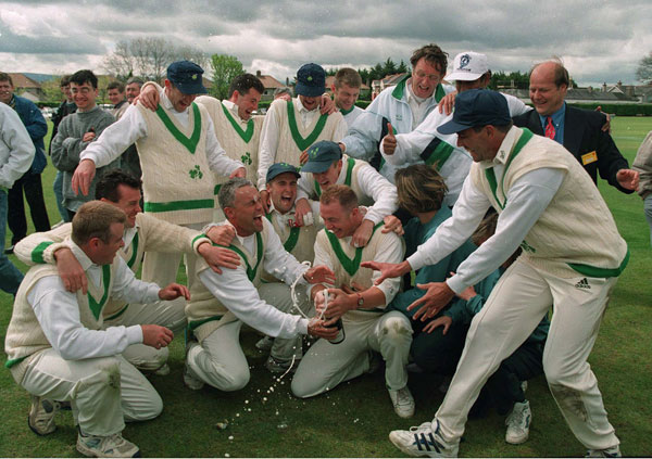 Ireland celebrate victory over Middlesex at Clontarf