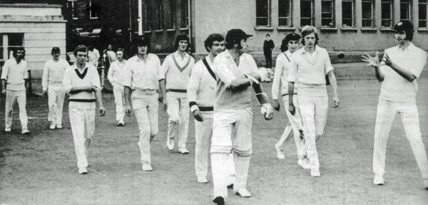 The Irish Universities XI going out to field against the Leprechauns at College Park